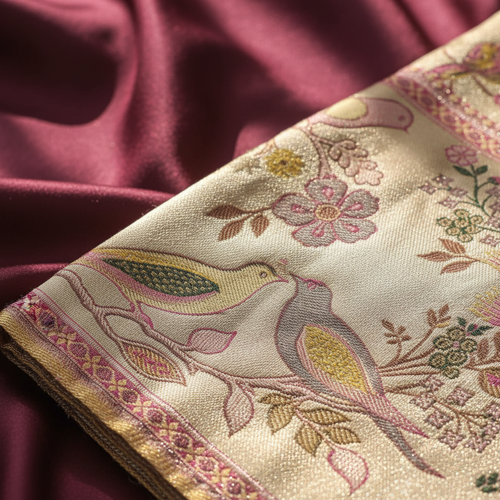 KUBERAN Cream Kanchipuram Silk Saree