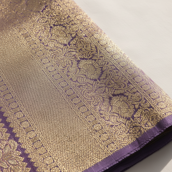 Kuberan lavender Beige  Kanchipuram Silk Saree