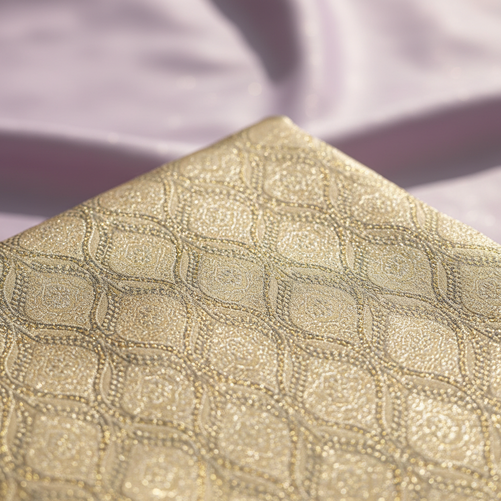 kuberan Beige Diamond Lattice with Elaborate Floral Border Kanchipuram Silk Saree