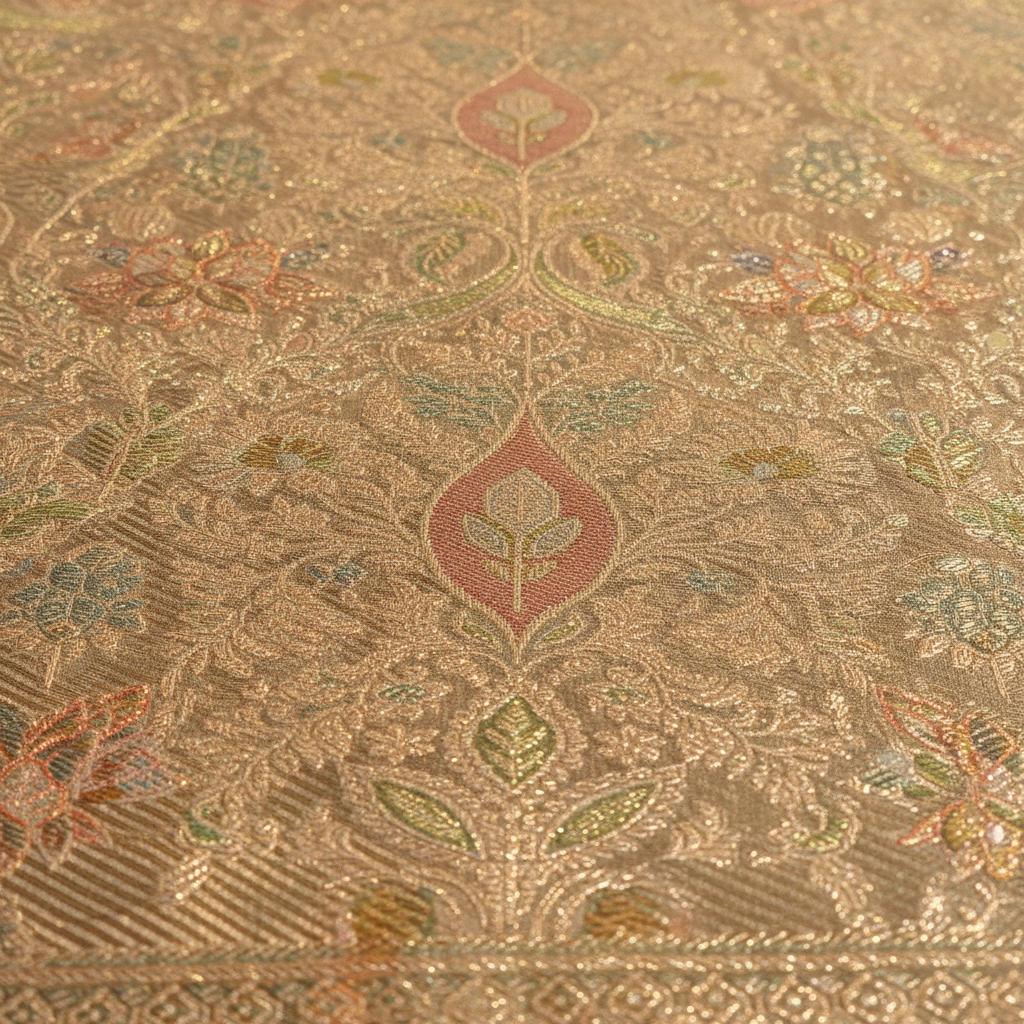 kuberan Golden Beige Kanchipuram Silk Saree with Intricate zari work