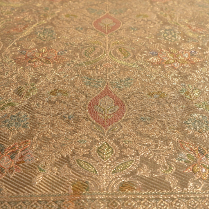 kuberan Golden Beige Kanchipuram Silk Saree with Intricate zari work