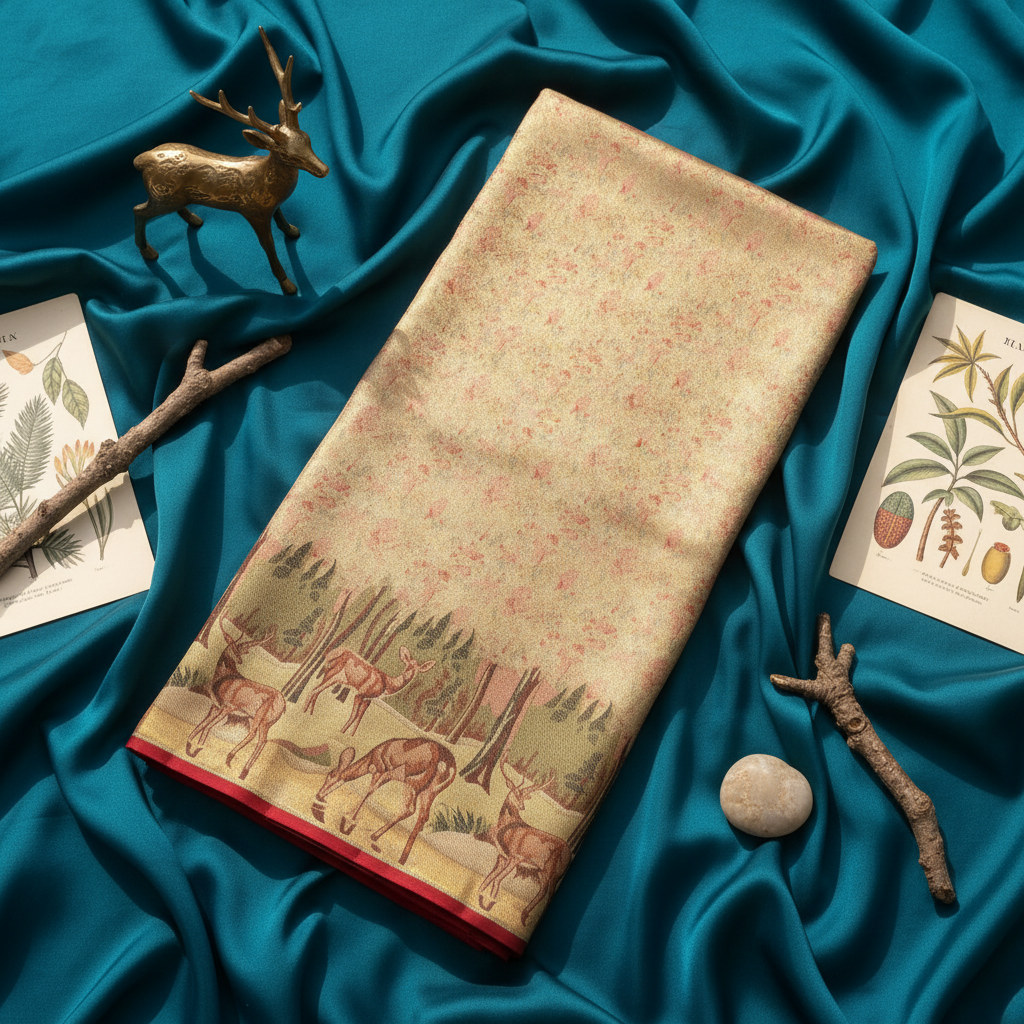 KUBERAN Cream Kanchipuram Silk Saree