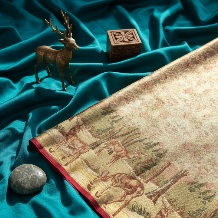 KUBERAN Cream Kanchipuram Silk Saree