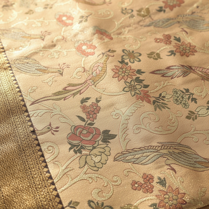 kubearn beige Kanchipuram Silk Saree Cream