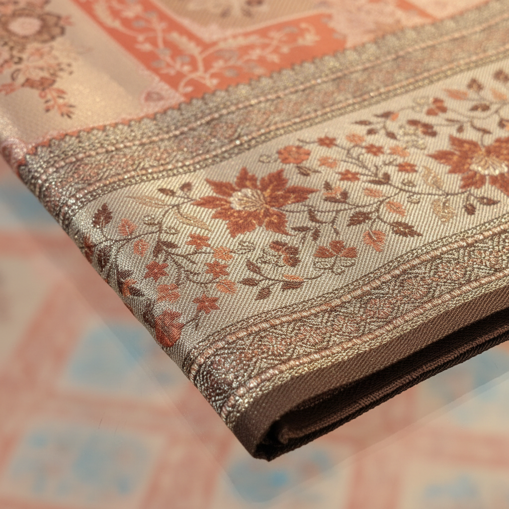 KUBERAN CORAL PINK PURE KANCHIPURAM SILK SAREE