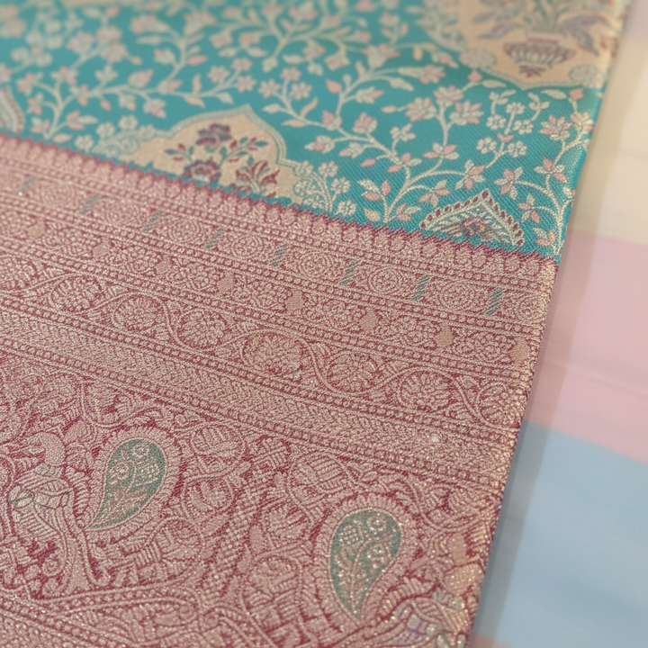 KUBERAN BLUE PURE KANCHIPURAM SILK SAREE