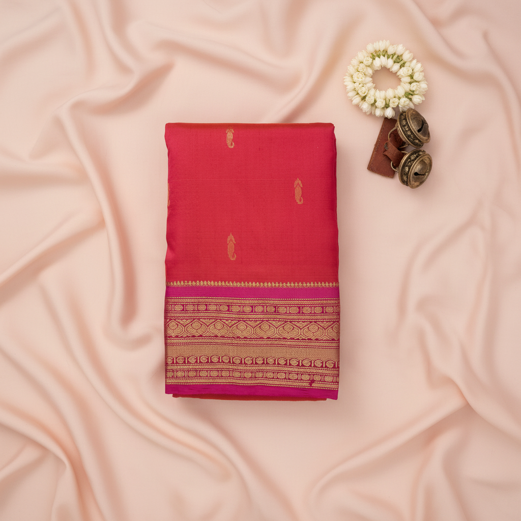 KUBERAN PINK PURE SILK DANCE SAREE