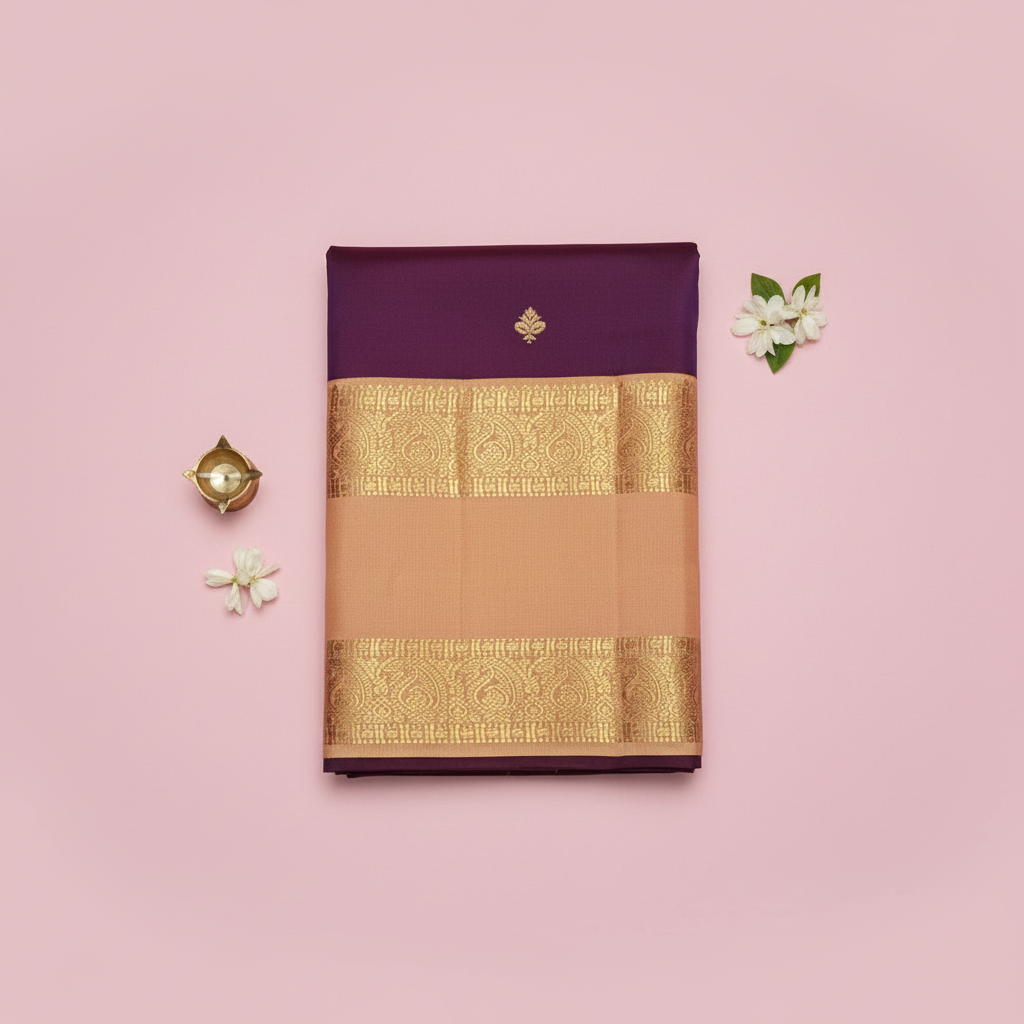 KUBERAN PURPLE PEACH PURE SILK SAREE