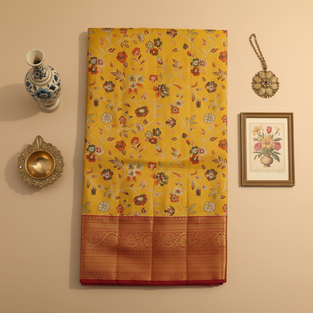 KUBERAN Vibrant Yellow  Kanchipuram Silk Saree