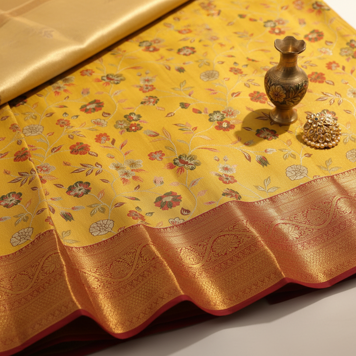 KUBERAN Vibrant Yellow  Kanchipuram Silk Saree