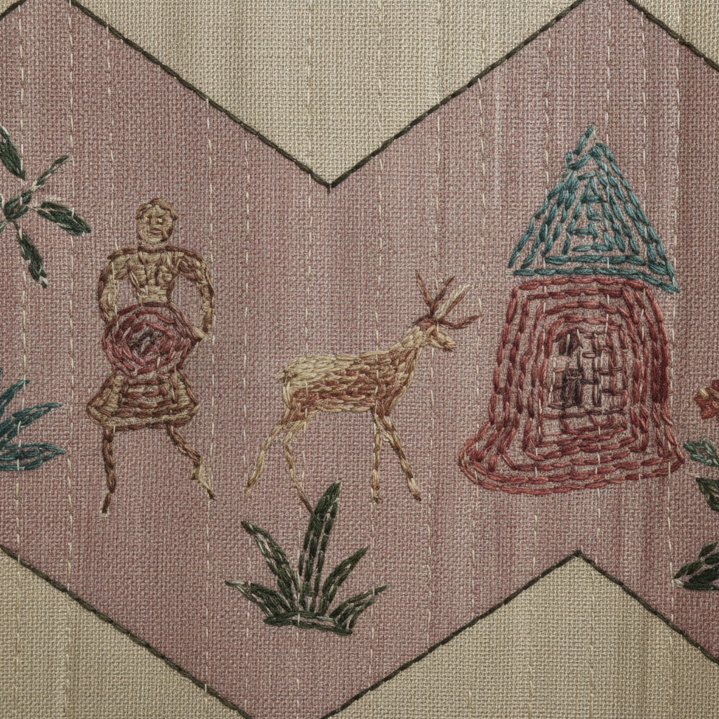 KUBERAN BEIGE PINK PRINTED RAW SILK SAREE