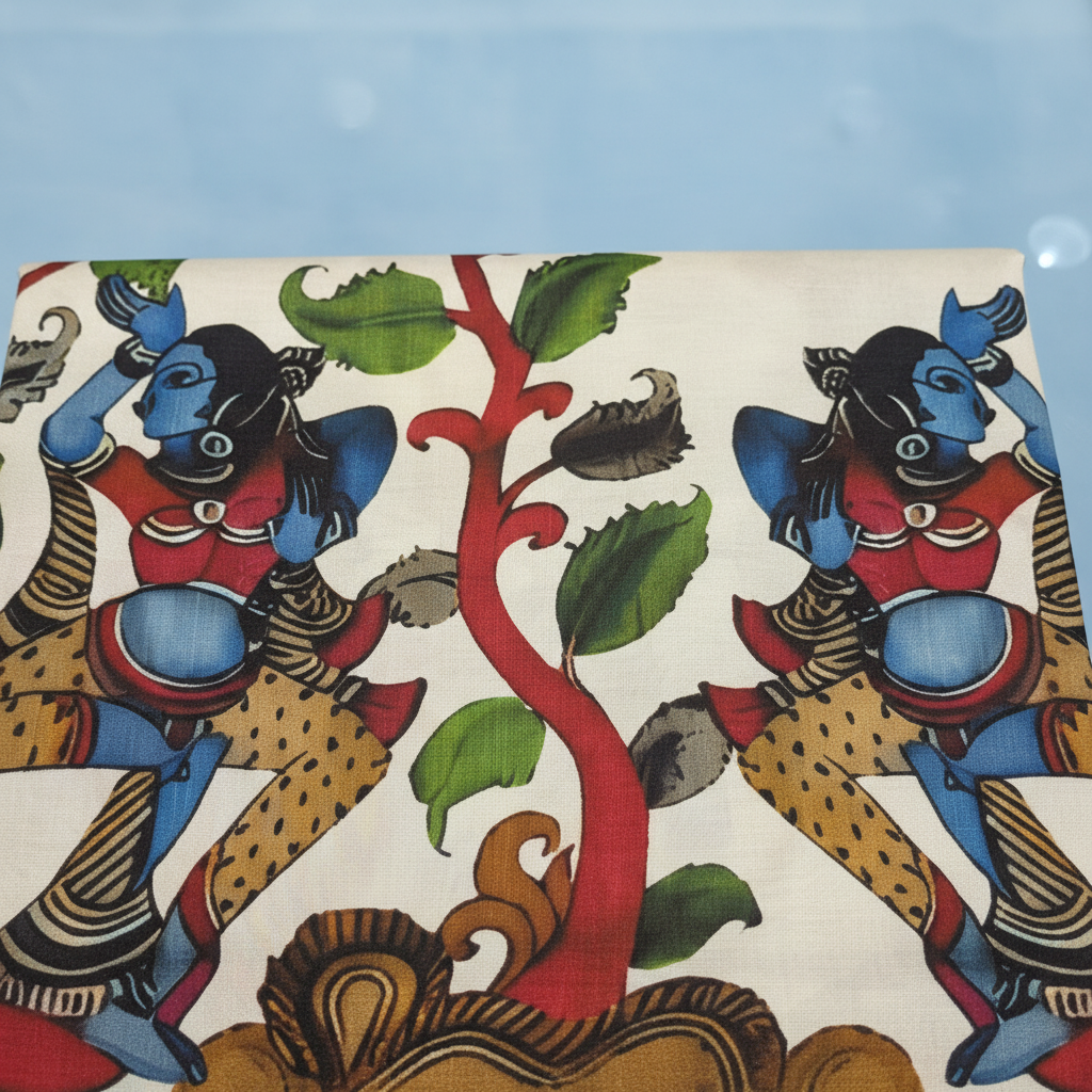 KUBERAN WHITE WITH BLUE POCHAMPALLY SILK SAREE