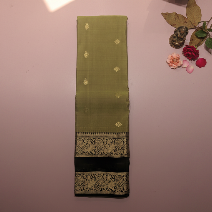 KUBERAN GREEN BOTTLE GREEN SEMI SILK SAREE