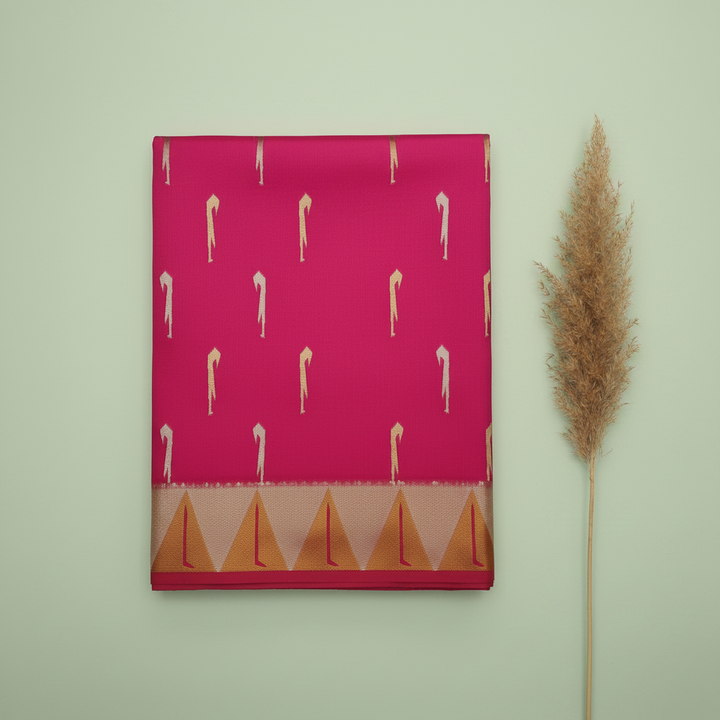KUBERAN DARK PINK RAW SILK SAREE