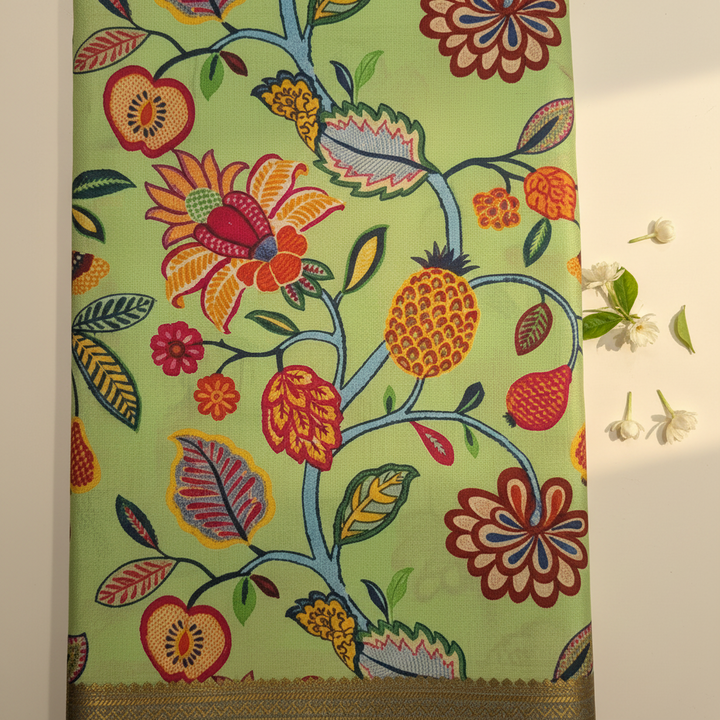 KUBERAN GREEN WITH GREY MYSORE CREPE SILK SAREE