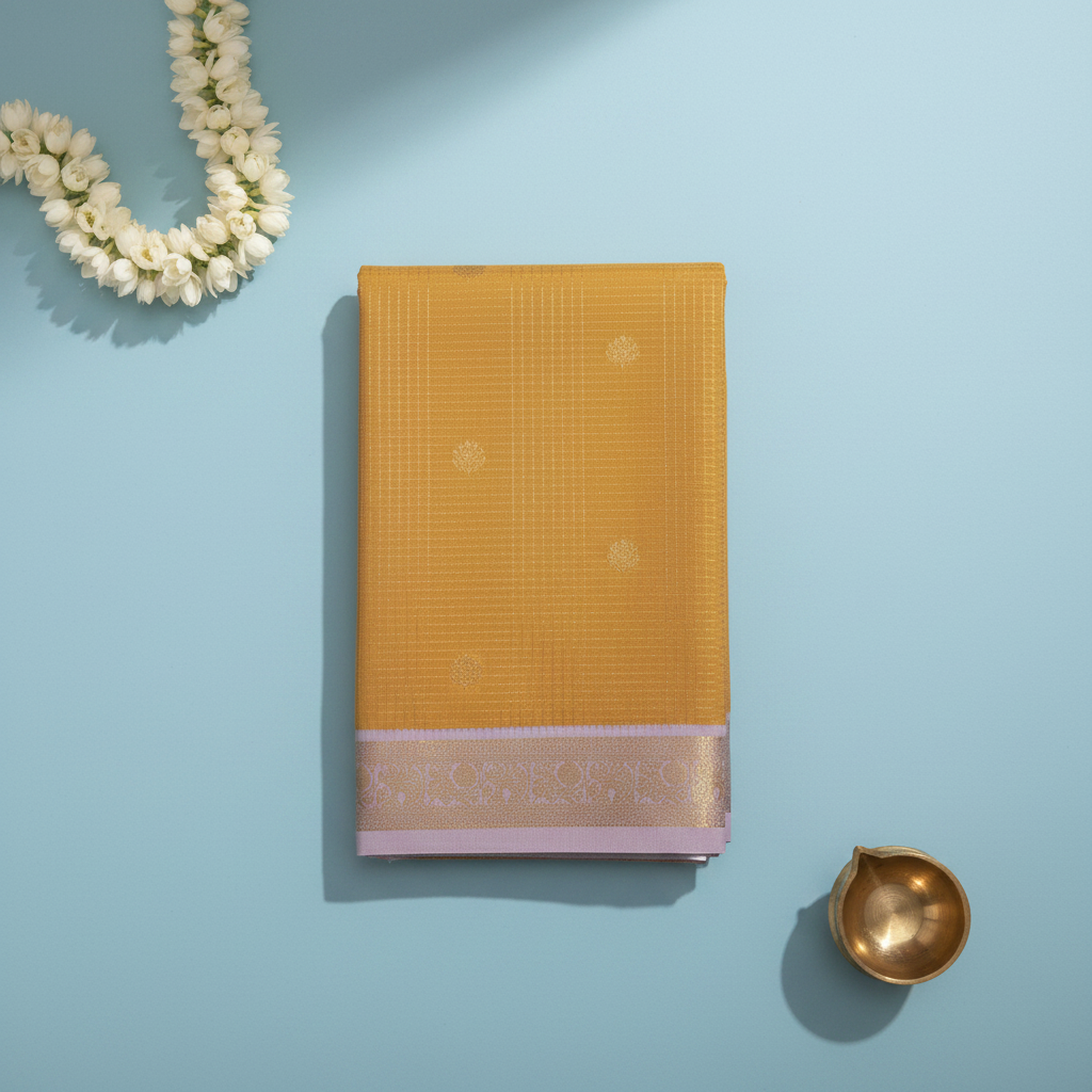 KUBERAN MUSTARD GOLD SEMI SILK SAREE