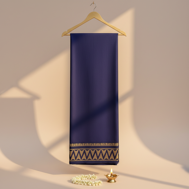 KUBERAN NAVY BLUE MYSORE CREPE SILK SAREE