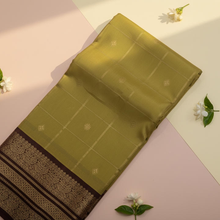 KUBERAN GREEN MAROON SEMI SILK SAREE
