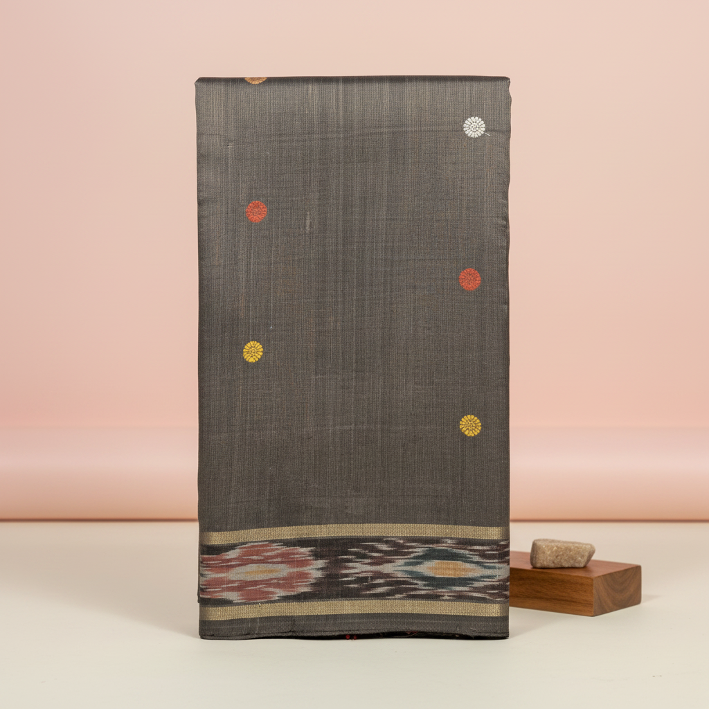 KUBERAN GREY TUSSAR SILK SAREE