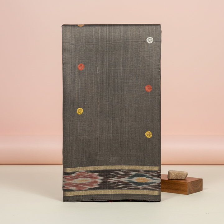 KUBERAN GREY TUSSAR SILK SAREE