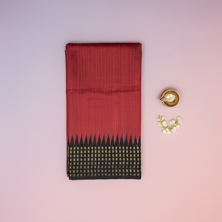 KUBERAN RED TUSSAR SILK SAREE