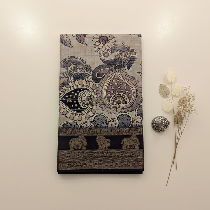 KUBERAN GREY SEMI TUSSAR SILK SAREE