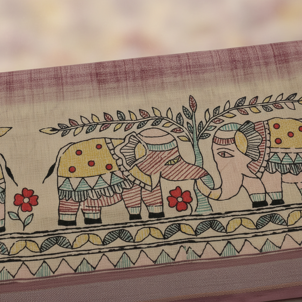 KUBERAN PINK SEMI TUSSAR SILK SAREE