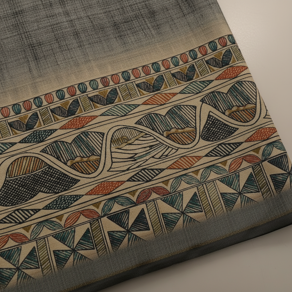 KUBERAN GREY SEMI TUSSAR SILK SAREE