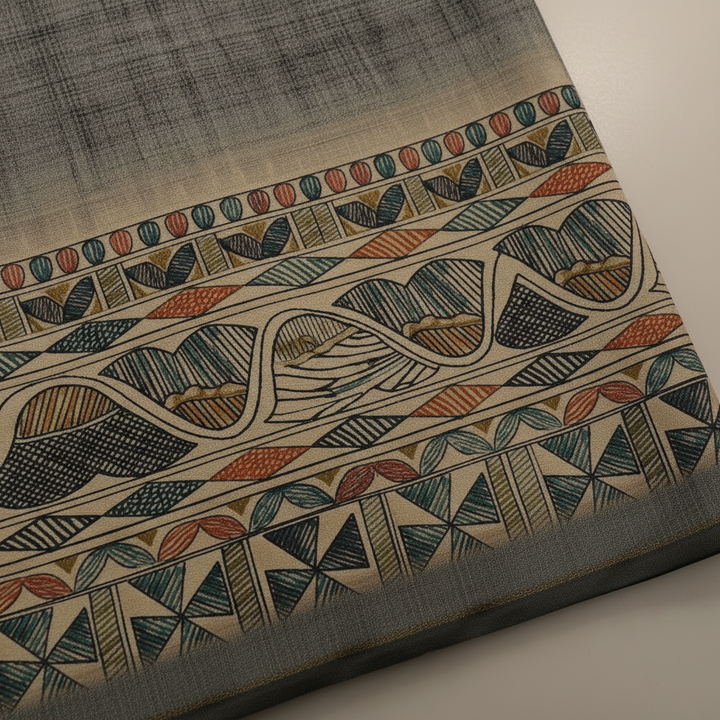 KUBERAN GREY SEMI TUSSAR SILK SAREE