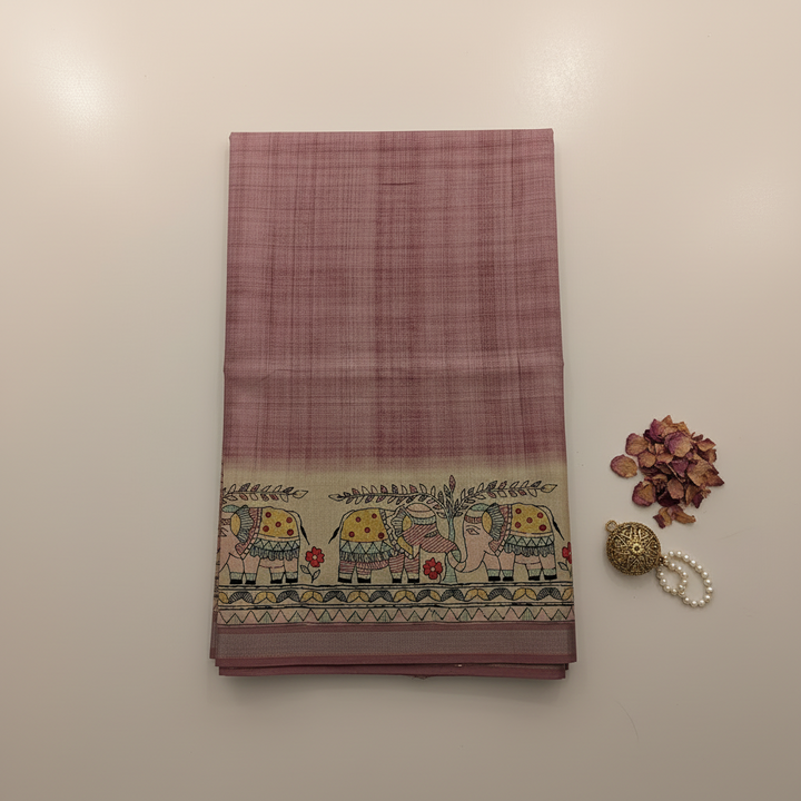 KUBERAN PINK SEMI TUSSAR SILK SAREE
