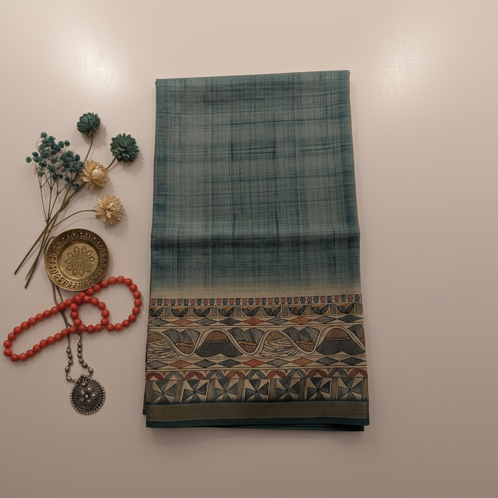 KUBERAN BLUE SEMI TUSSAR SILK SAREE