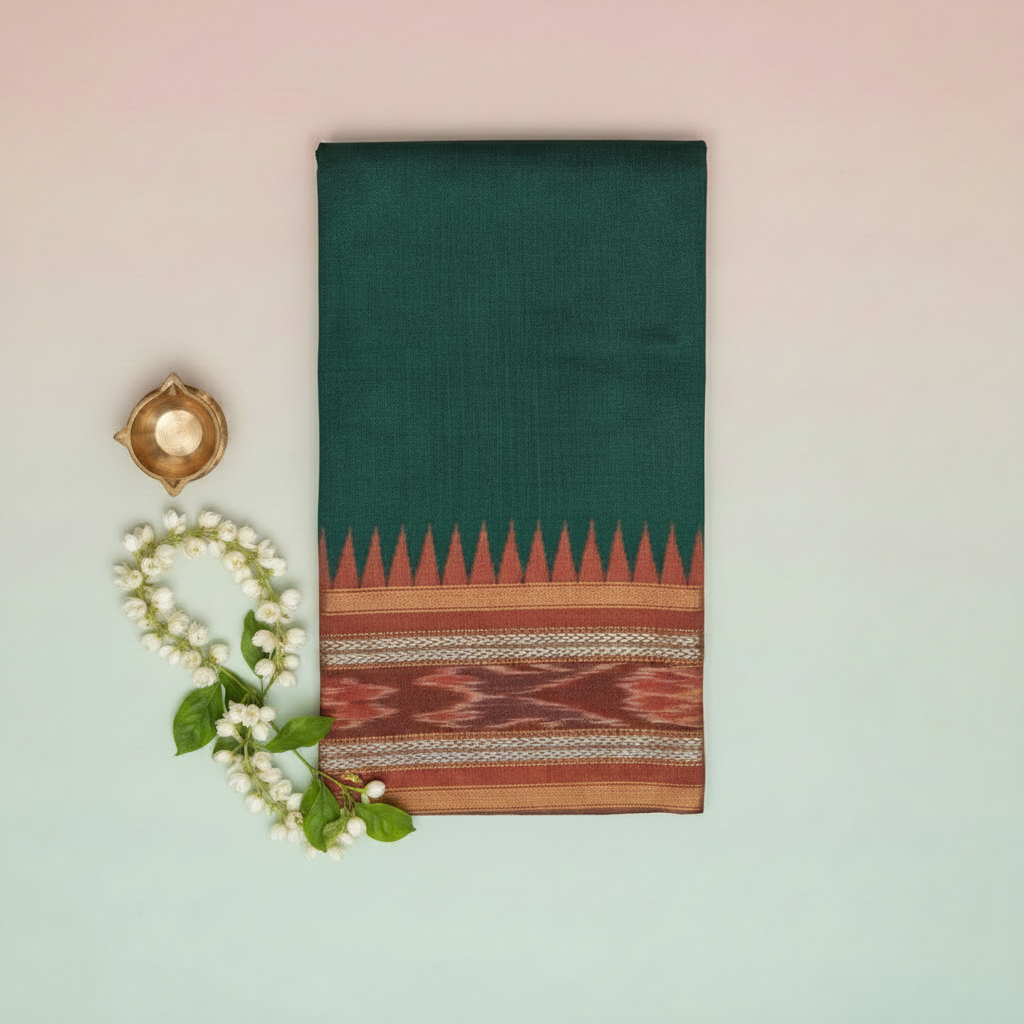 KUBERAN GREEN TUSSAR SILK SAREE