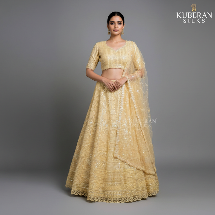 KUBERAN UNSTITCHED YELLOW LEHENGA
