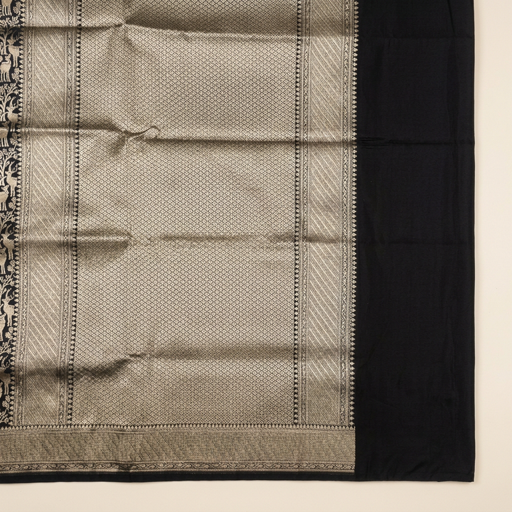 KUBERAN BLACK SEMI BANARASI SILK SAREE
