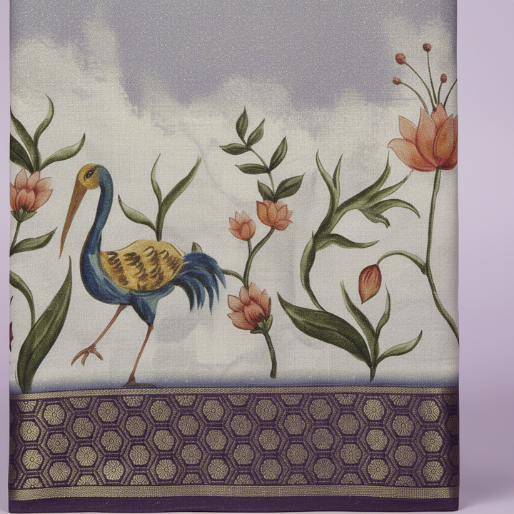 KUBERAN LAVENDAR MAL COTTON PRINTED SAREE