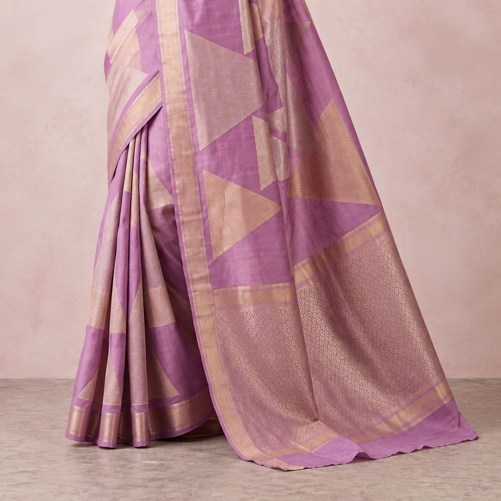 KUBERAN LAVENDER MASHRU CHIFFON SAREE
