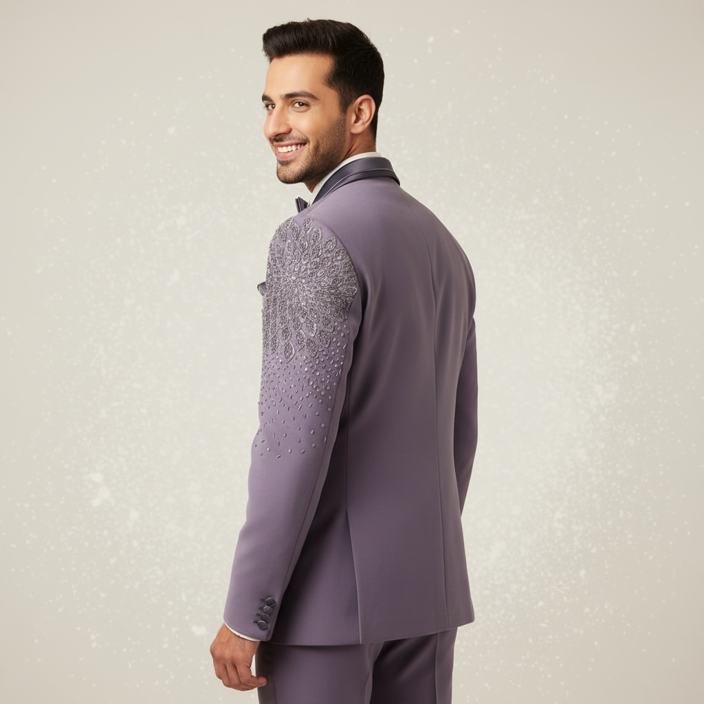 Kuberan Lavender Embellished Three-Piece Suit