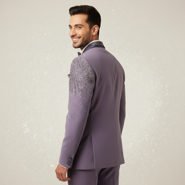 Kuberan Lavender Embellished Three-Piece Suit
