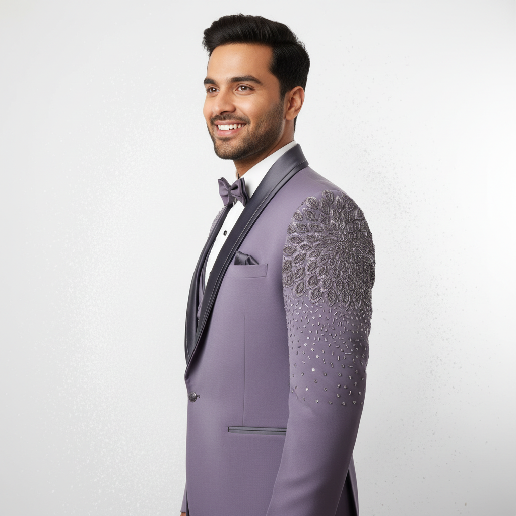 Kuberan Lavender Embellished Three-Piece Suit