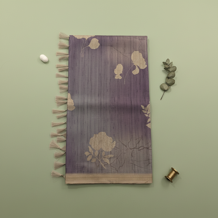 KUBERAN DUSTY LAVENDER SEMI TUSSAR SILK SAREE