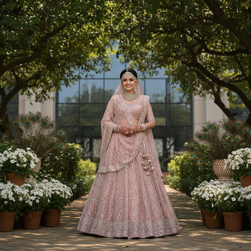 Kuberan Blush Pink Heavy Embroidered Lehenga Choli with Dupatta