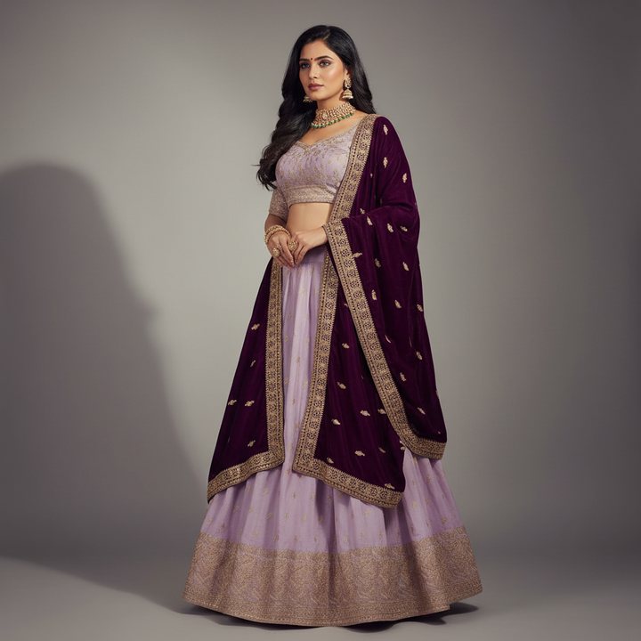 KUBERAN FENDI LIGHT LAVENDER HALF SAREE