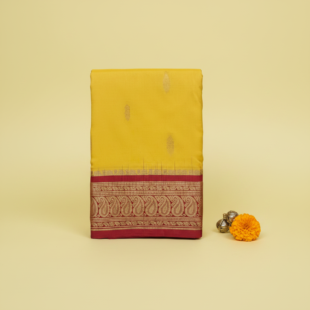 KUBERAN YELLOW PURE SILK DANCE SAREE