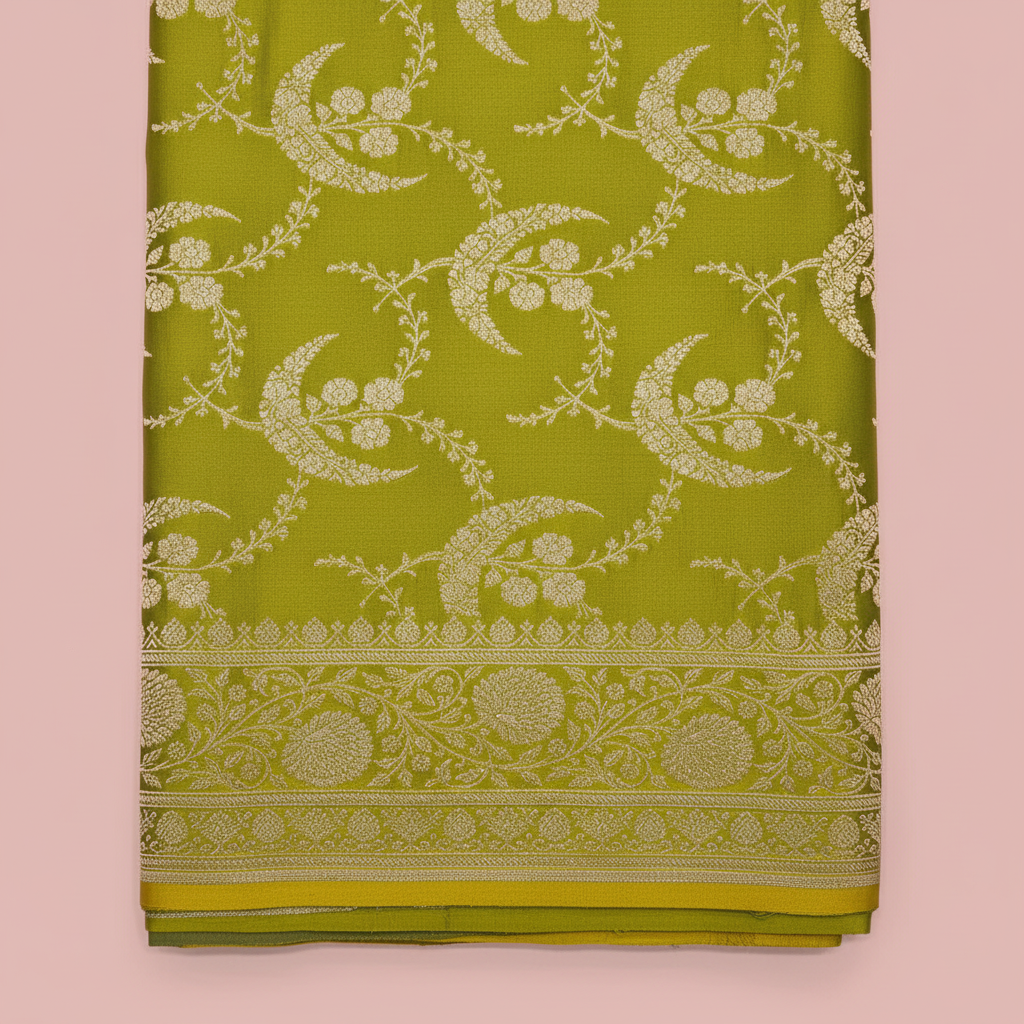 KUBERAN PARROT GREEN MASHRU BANARASI SILK SAREE