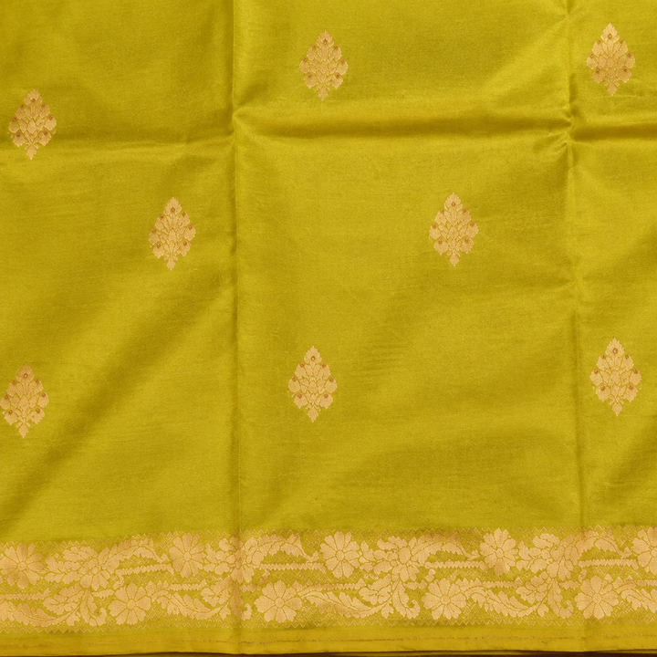KUBERAN LIME GREEN PURE BANARASI SAREE