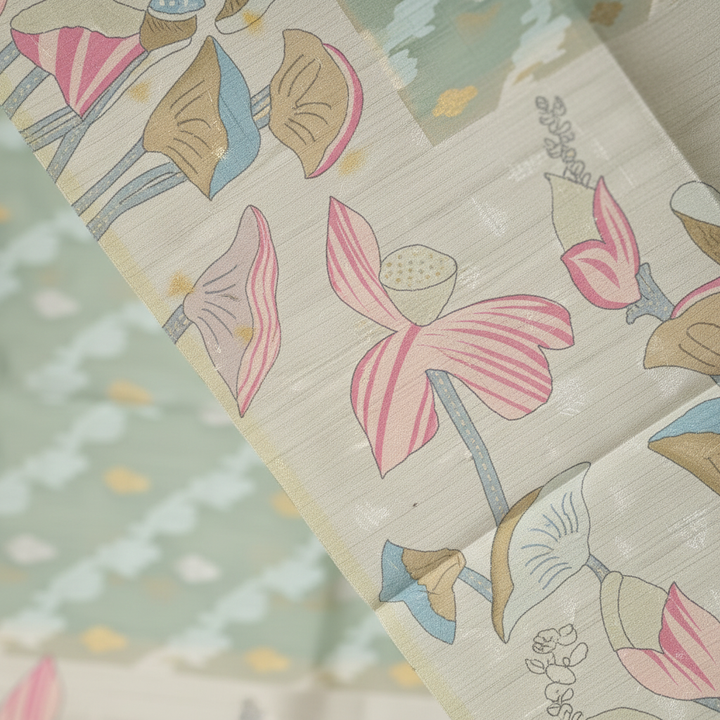 Lotus saree fabric detail