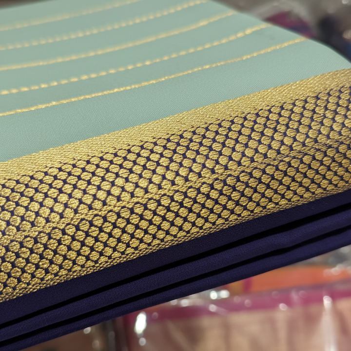 KUBERAN DUAL TONE BLUE PURE CREPE SAREE