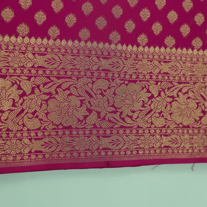 KUBERAN DARK PINK BANARASI KHADDI GEORGETTE SAREE