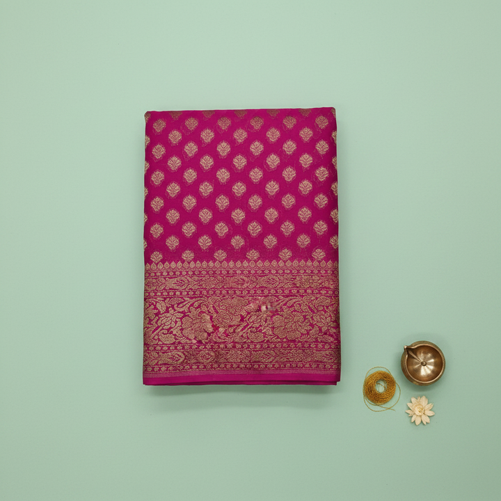 KUBERAN DARK PINK BANARASI KHADDI GEORGETTE SAREE