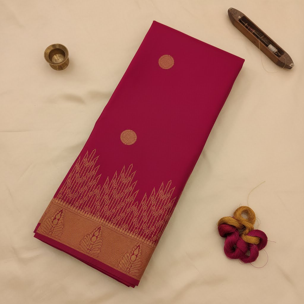 Kuberan Magenta Crimson  Kanchipuram Silk Saree